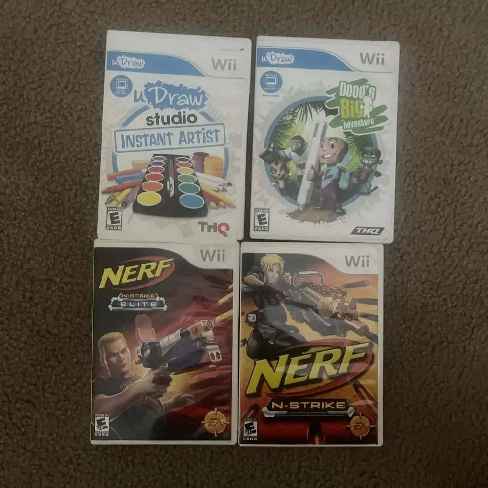 Wii Game Lot Of 4 (Nintendo Wii) Nerf, uDraw